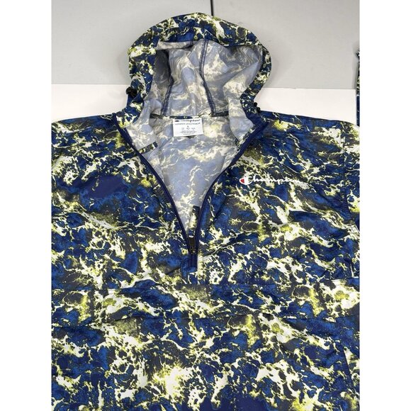 Champion Blue Liquid Marble Packable Light Hooded Anorak Men’s S ¼ Zip - Picture 8 of 16